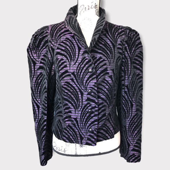 Vintabge 80s Womens Blazer Purple Black | Large - Picture 1 of 9